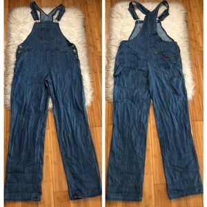 Dickies Blue Denim Jeans Bib Overalls Straight Leg Boxy Pockets Womens size S